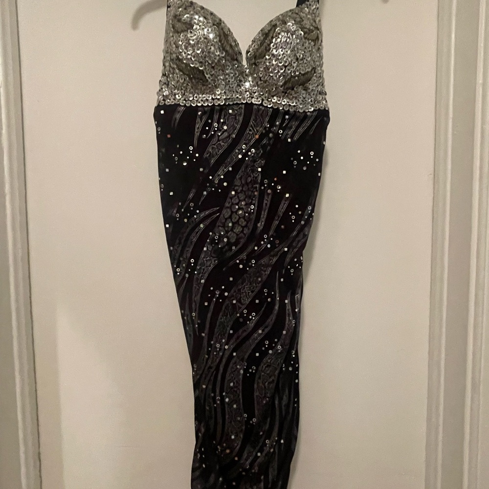 Glamorous Silver and Black Sequin Mini Dress